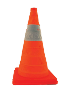 COLLAPSIBLE CONE, PACK N POP,  28" W/ 2 REFLECTIVE COLLARS AND LED LIGHTS ORANGE/SILVER, 5 PACK - 03-501-03