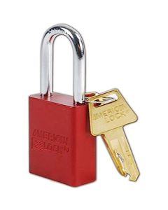 MASTER LOCK , Red Anodized Aluminum Safety Padlock, 1-1/2in (38mm) Wide with 1-1/2in (38mm) Tall Shackle  A1106RED  KEYED DIFFERENT