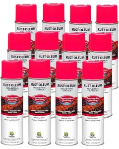 Rust-Oleum Industrial Choice M1400 System Water-Based Construction Marking Paint, 17 oz, Fluorescent Pink 12pc