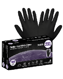 Black Nitrile 100 Disposable Gloves -SMALL - 705BPF-S