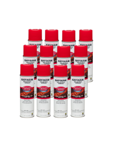 Rust-Oleum Industrial Choice M1400 System Water-Based Construction Marking Paint, 17 oz, Safety Red, 12 Pack