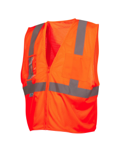 Pyramex RVZ2120CP Type R Class 2 Mesh Safety Vest with Clear Pocket - Orange - RVZ2120CPX2