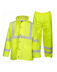 Rainwear Set-- Class 3 Rainwear, Jacket, Pants & hood Lime  - RW110-S/M
