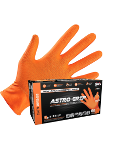 SAS Safety Astro-Grip Powder-Free Exam Grade Nitrile Disposable Gloves. Size Large, Orange, 7 mil Thickness. Chemical and Puncture Resistant. Single-Use. Pack of 100. (66473)