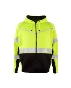 Kishigo JS150 Premium Black Series Hoodie Sweatshirt w/ Zipper, Lime