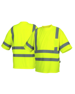 Pyramex RTS34 Series Class 3 Hi-Vis Lime T-Shirt with Heat Sealed Tape - RTS3410L