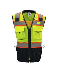 Sheffield SP-5002 Class 2 Safety Vest – High Visibility, 10 Pockets, Zipper Front, Mic Tabs, Mesh Back, Hidden iPad Pocket