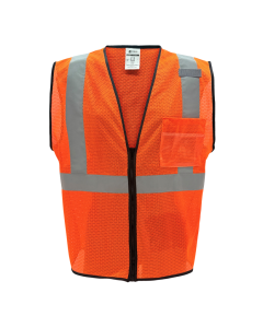Sheffield SP-1520 Class 2 Safety Vest – Hi-Vis Orange, ANSI/ISEA Compliant, Mesh Design, Zipper Front, Lightweight Visibility Gear