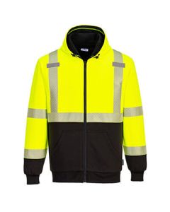 Portwest UB325 - Hi-Vis Contrast Zipped Winter Hoodie Yellow/Black