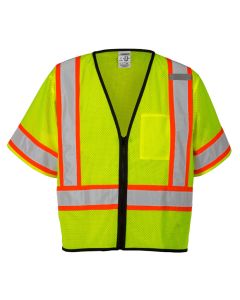 Kishigo 1565 Economy Type R Class 3 Single Pocket Contrasting Mesh Safety Vest - Yellow/Lime