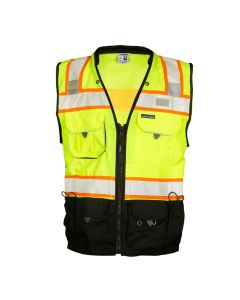 Kishigo Hi-Vis Premium Black Series Surveyors Vest-Class 2 Lime- S5002