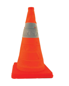 COLLAPSABLE CONE, PACK N POP,  28" W/ 2 REFLECTIVE COLLARS AND LED LIGHTS ORANGE/SILVER, 5 PACK - 03-501-03