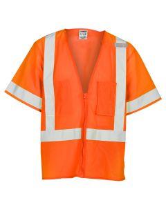 ML Kishigo Orange All Mesh Vest, zipper front. Class 3 Compliant - L - 1265-L