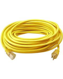 SOUTHWIRE, 12/3 SJTW  100' Yellow Ext Cord Lighted End 