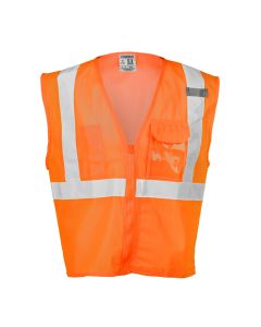 Hi-Vis Orange Clear ID Zipper Vest, Class 2 -1533-2X-3X