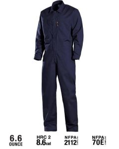 Benchmark FR Coverall, Comfortable fit, elastic waist, Navy, 8.6 cal.  - 4030FRN-L