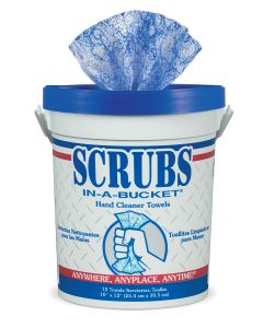 scrubs in a bucket towel