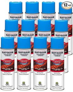 Rust-Oleum 264694-12PK Industrial Choice M1400 System Water-Based Construction Marking Paint, 17 oz, Caution Blue, 12 Pack