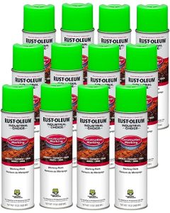 Rust-Oleum 264700-12PK Industrial Choice M1400 System Water-Based Construction Marking Paint, 17 oz, Flourescent Green, 12 Pack