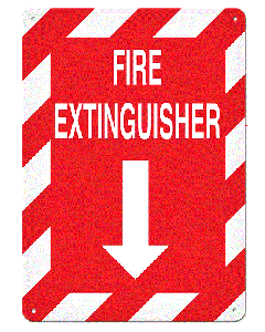SIGN, 10" X 14" PL FIRE EXTINGUISHER - DOWN ARROW - BORDER - DFS101P	