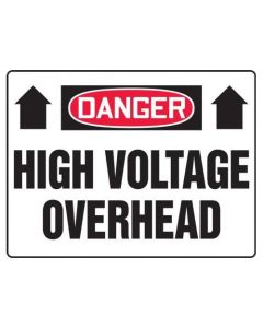OSHA Danger Safety Sign: High Voltage Overhead (Plastic 0.040") - 18"  - EELC076CP