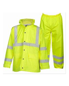 Rainwear Set-S/M - Class 3 Rainwear, Jacket, Pants & hood Lime RW110-S/M