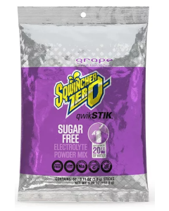 Sqwincher® .11 Ounce GRAPE Flavor Qwik Stik™ ZERO Powder, 50/pack - 159060107-GR
