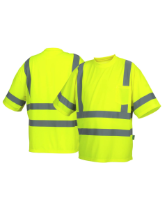 Pyramex RTS34 Series Class 3 Hi-Vis Lime T-Shirt with Heat Sealed Tape - RTS3410L