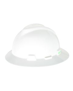 MSA V-Gard Slotted Full-Brim Hat, White, w/Fas-Trac III Suspension, 4p - 475369