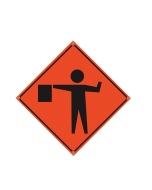 FLAGGER SYMBOL Dicke Safety Roll-Up Signs - Orange, Reflective, 48", 5/16"V & 3/16"H, 4-Pockets, - RRRU48-100-W20-7A